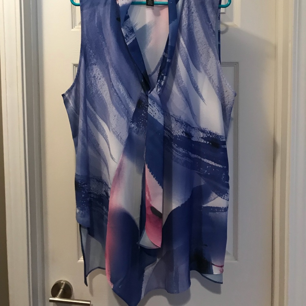 Alfa I Pink/blue/white sleeveless blouse